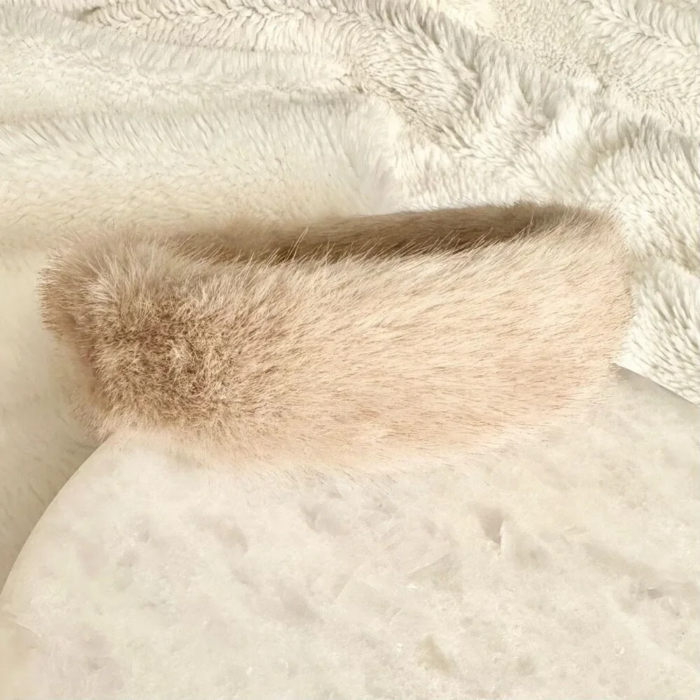 Light Brown fuzzy faux for headband